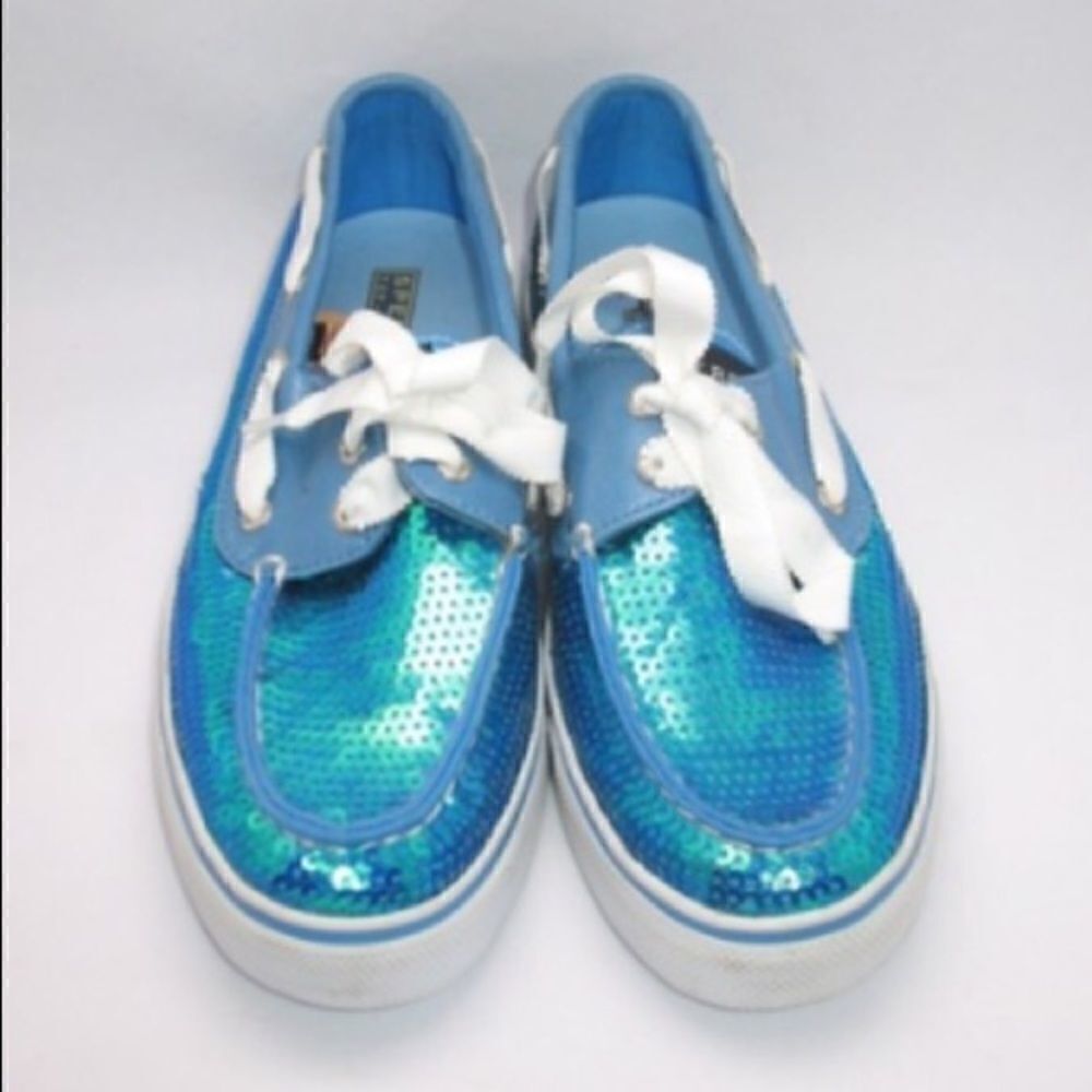 NWOB Sperry Topsider Blue Sequin Shoes - Picture 2 of 8
